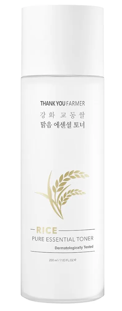 THANKYOU FARMER Pure Essential Rice Toner With Gyodong Rice Extract, Niacinamide & Ceramide | Rice Water Toner Korean for Brightening and Smooth Skin | Hydrating | Korean Skincare products - 200ml