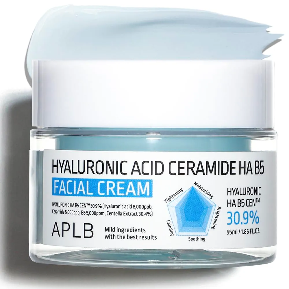 APLB Hyaluronic Acid Ceramide HA B5 Facial Cream | HYALURONIC HA B5 CEN™ 30.9% 1.86 FL.OZ/Korean Skincare, Deep hydration, Revitalize for gentle and improve skin texture