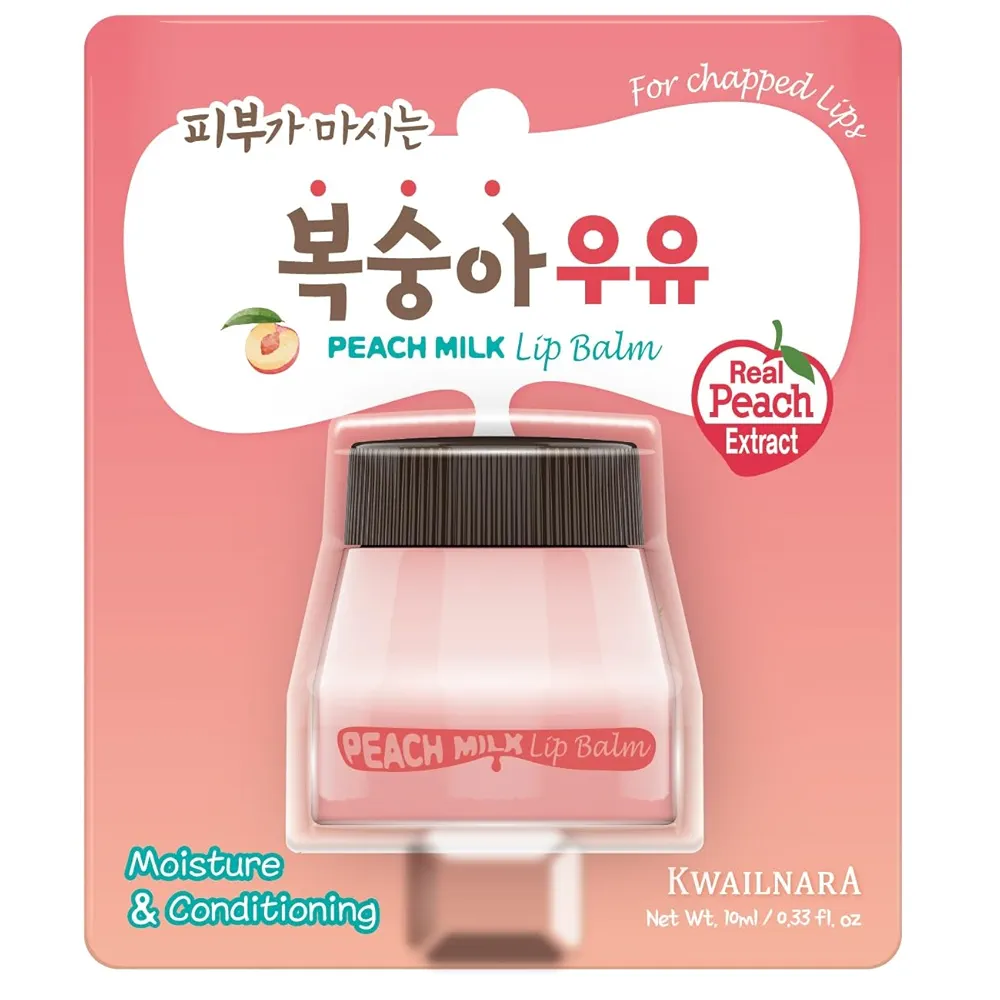 WELCOS Kwailnara Milk Lip Balm | Moisturizing, Soothing, Nourishing with Milk and Royal Jelly Extract | Korean Lip Care | 10 ml / 0.33 Fl. oz (peach)
