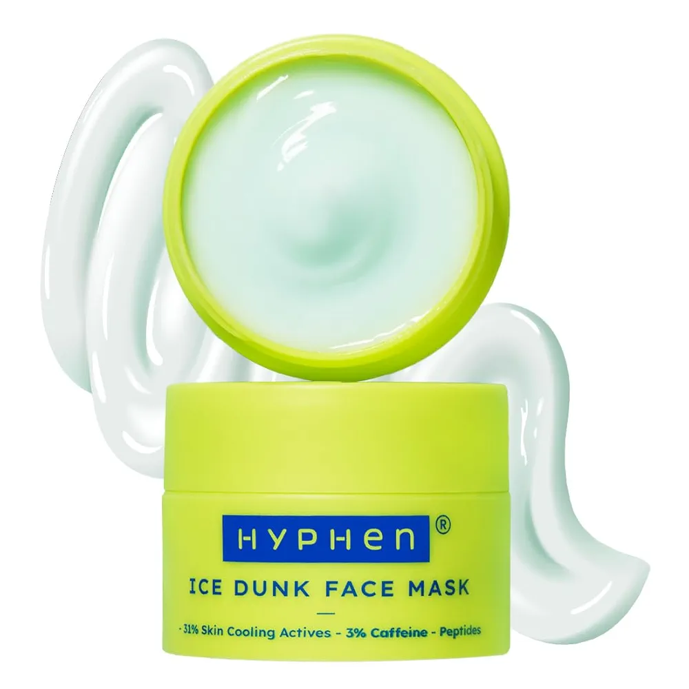 Hyphen Ice Dunk Instant Cooling Face Mask with 31% Skin Cooling Actives | 3% Caffeine - Instant Depuff, Tightening & Pore Reduction | Collagen Boost Cryo Therapy Face Pack For Glowing Skin - 50 gm
