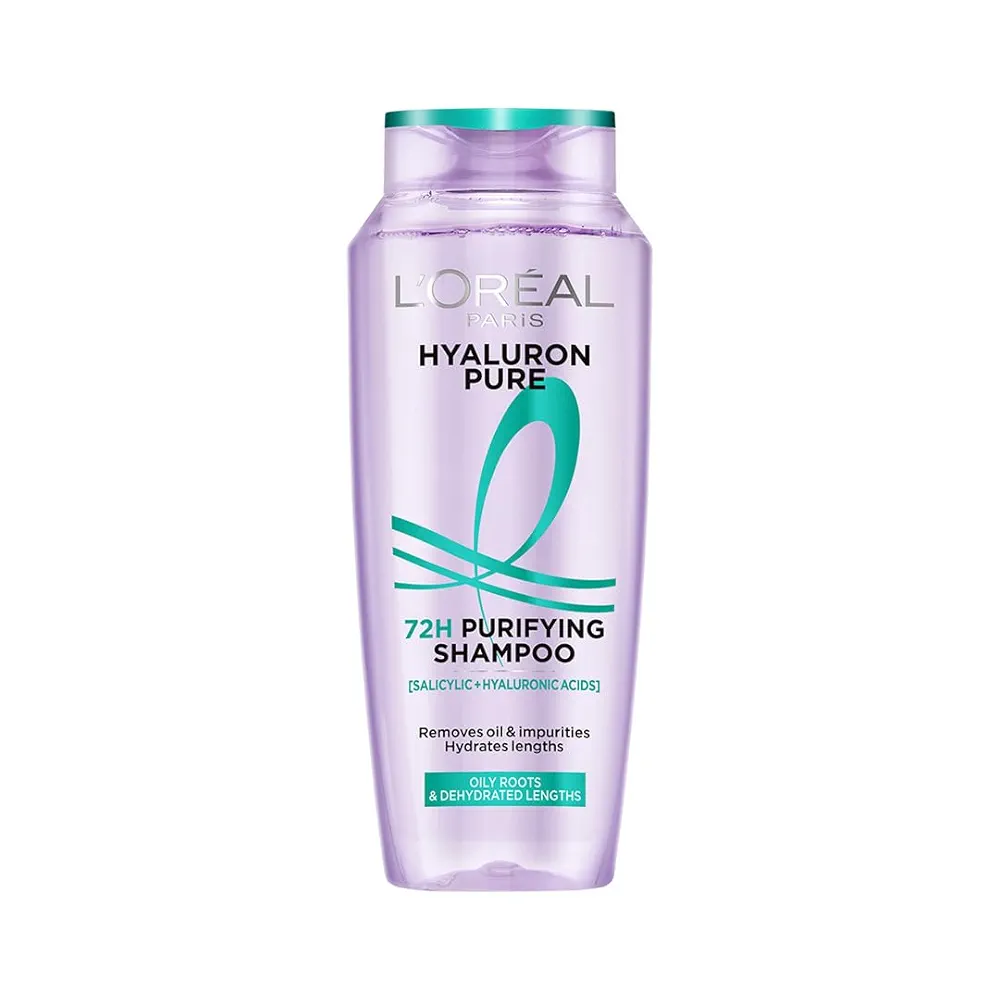 L’Oréal Paris Hyaluron Pure 72H Purifying Shampoo, For oily scalp & dry hair with salicylic and hyaluronic acid, 340 ml
