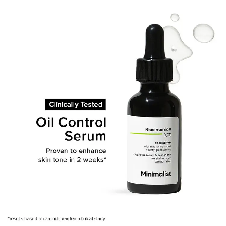 10% Niacinamide Face Serum With Matmarine + Zinc For Reducing Oil & Blemishes (30ml)