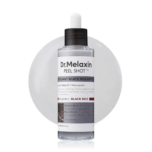 Dr.Melaxin Peel Shot Exfoliant Black Rice Ampoule is an exfoliating and nourishing product that gently removes dead skin cells and leaves skin feeling smoother and brighter.