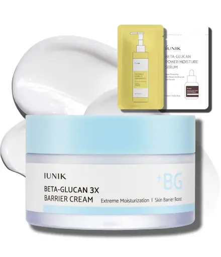 IUNIK Beta-Glucan Non-Sticky Deep Moisture Hydration 3x Barrier Cream Day&Night Moisturizer Quick Absorption Barrier Strengthening for Sensitive Dry Skin with Shea Butter Panthenol Korean Skincare