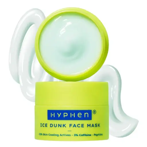 Hyphen Ice Dunk Instant Cooling Face Mask with 31% Skin Cooling Actives | 3% Caffeine - Instant Depuff, Tightening & Pore Reduction | Collagen Boost Cryo Therapy Face Pack For Glowing Skin - 50 gm