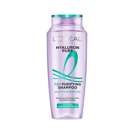 L’Oréal Paris Hyaluron Pure 72H Purifying Shampoo, For oily scalp & dry hair with salicylic and hyaluronic acid, 340 ml