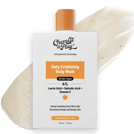 Chemist At Play 4% Salicylic Acid Exfoliating Body Wash 473ml | Paraben & SLS Free | Enriched with Vitamin E & Murumuru | Gentle Exfoliating Shower Gel | Prevents Dry, Rough, Bumpy Skin | For Men & Women | 473ml