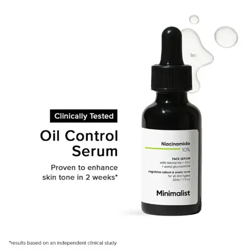 10% Niacinamide Face Serum With Matmarine + Zinc For Reducing Oil & Blemishes (30ml)