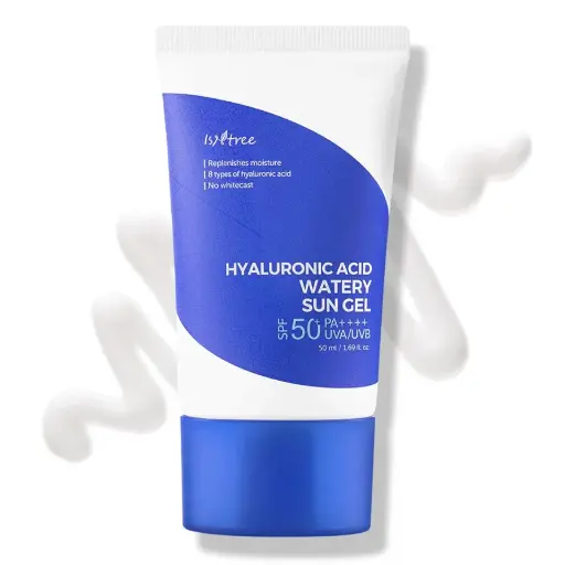 Isntree Hyaluronic Acid Watery Sun Gel Spf 50+ Pa++++ 1.69 Fl Oz,8 Types Of Hyaluronic Acid,Strong Protection Against Uva And Uvb Rays,No White Cast,Reef-Safe,Non-Nano Sunscreen For All Skin Type